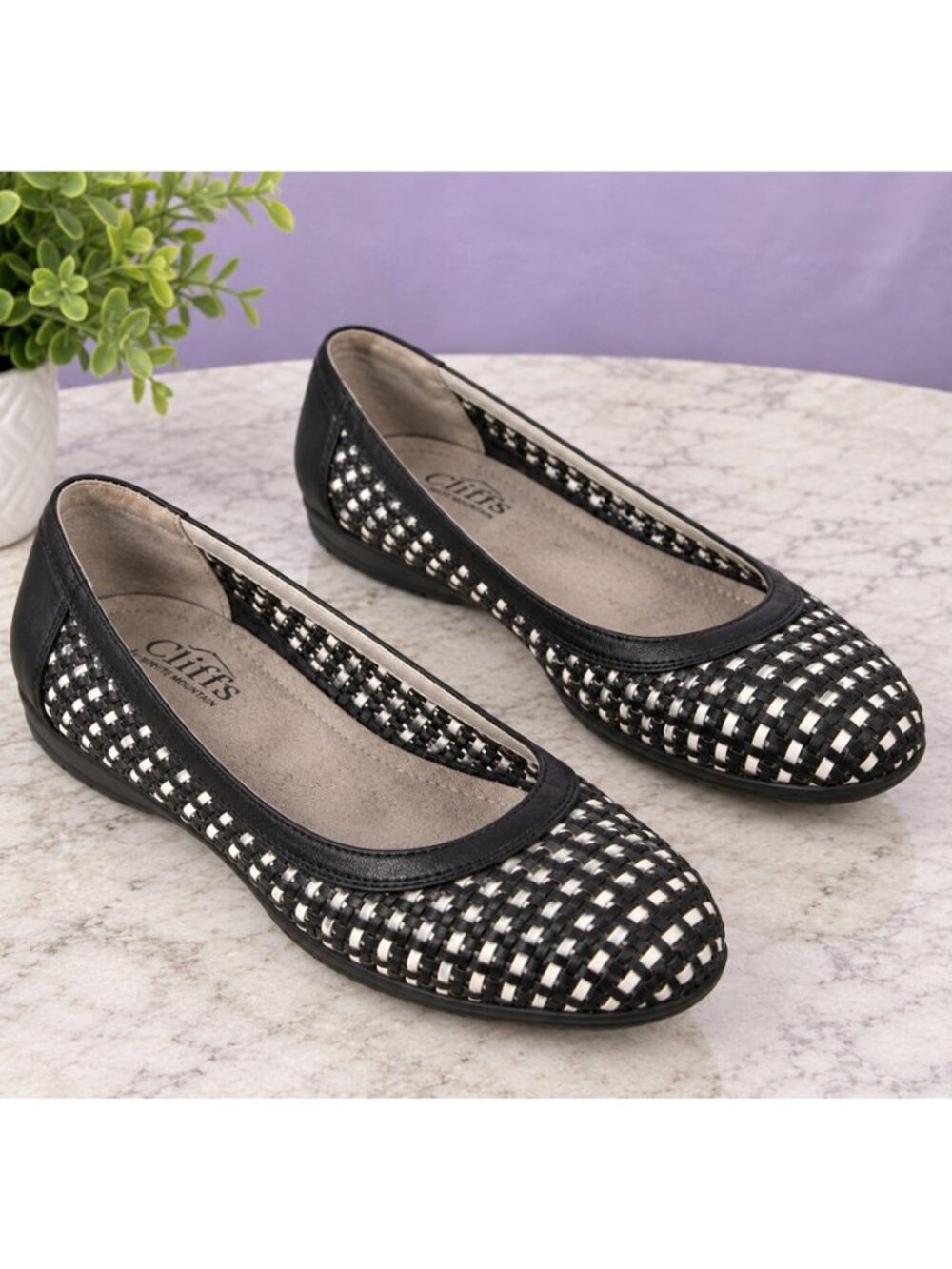 Cliffs by White Mountain Woven Ballet Flats Black White Women’s Size 7.5